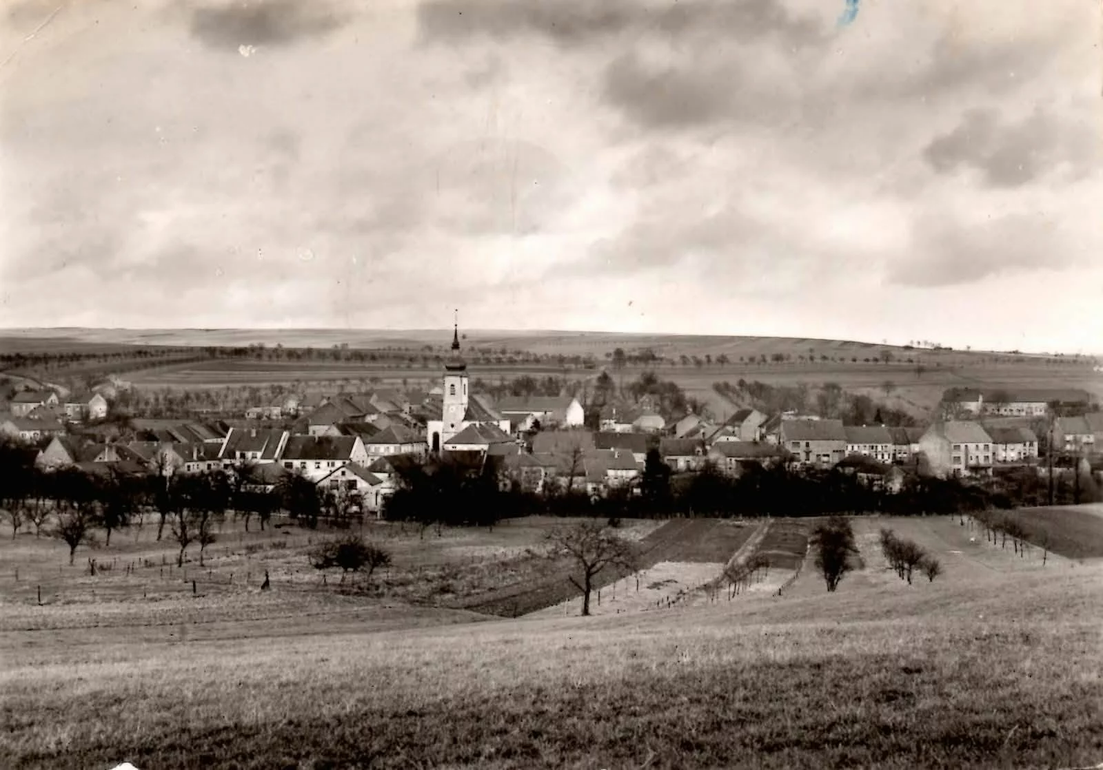 Vue panoramique de Diebling depuis les champs
