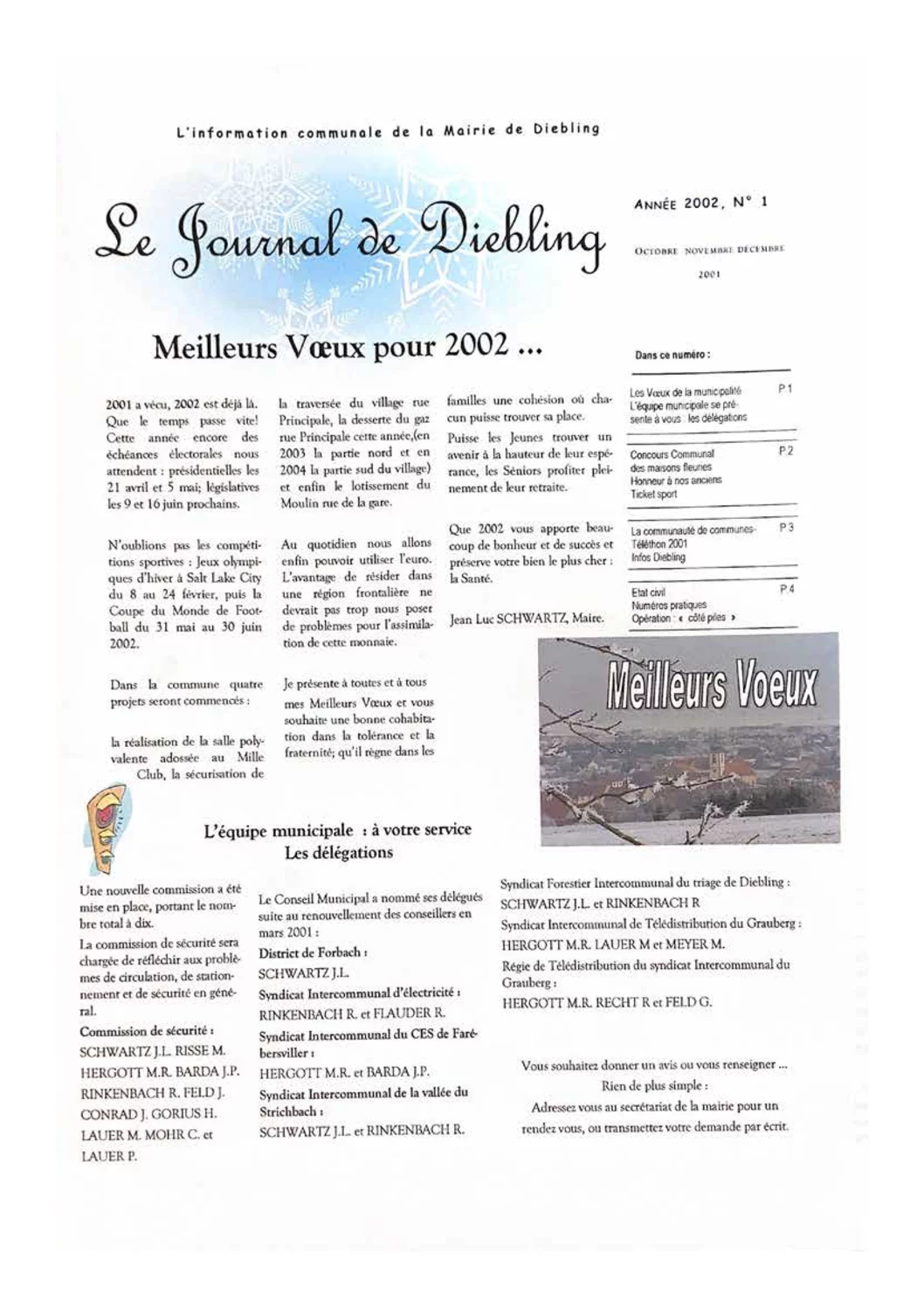 Première page du Bulletin communal de Diebling – 2002