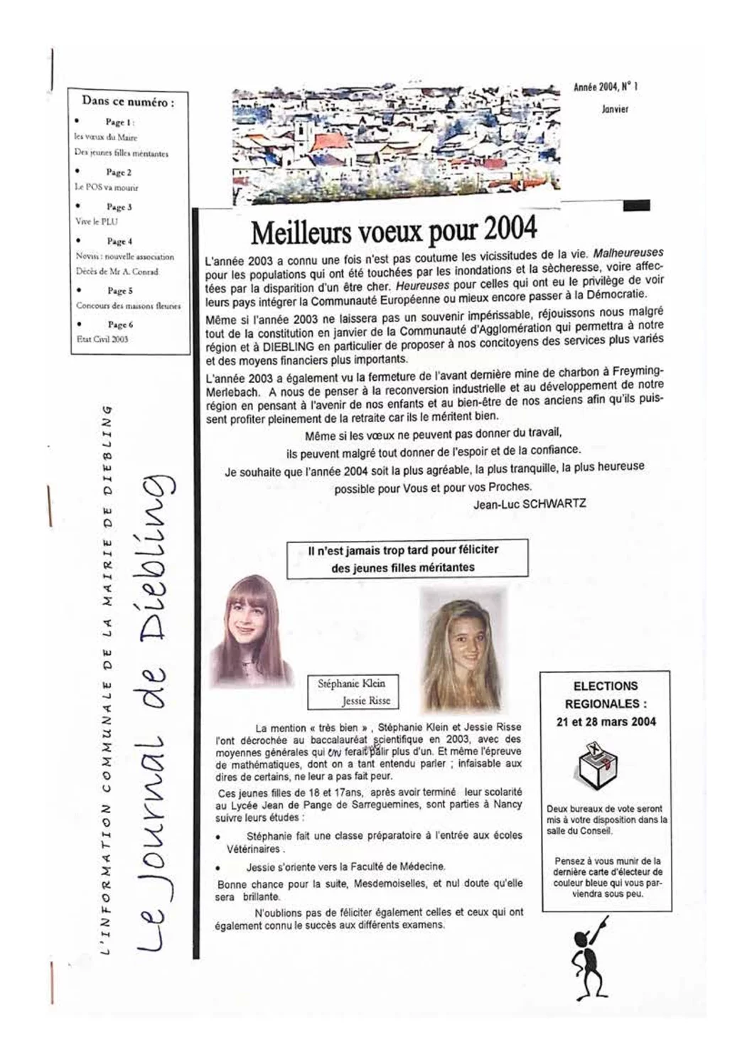 Première page du Bulletin communal de Diebling – 2004