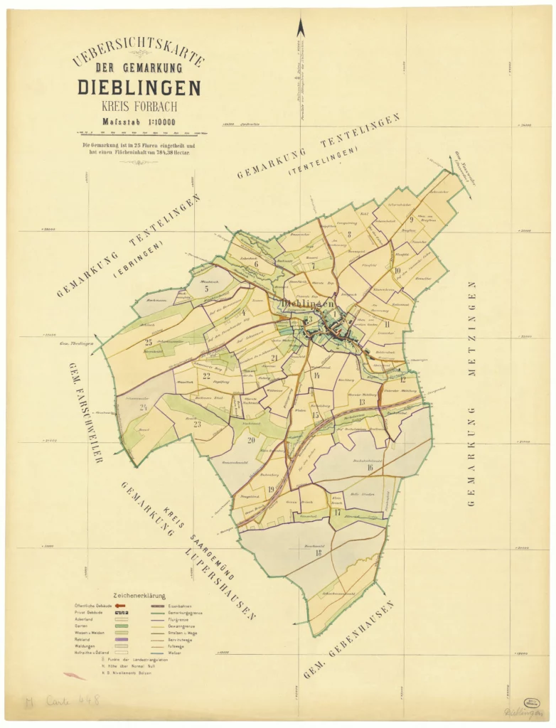 Le plan cadastral allemand de Dieblingen en 1897
